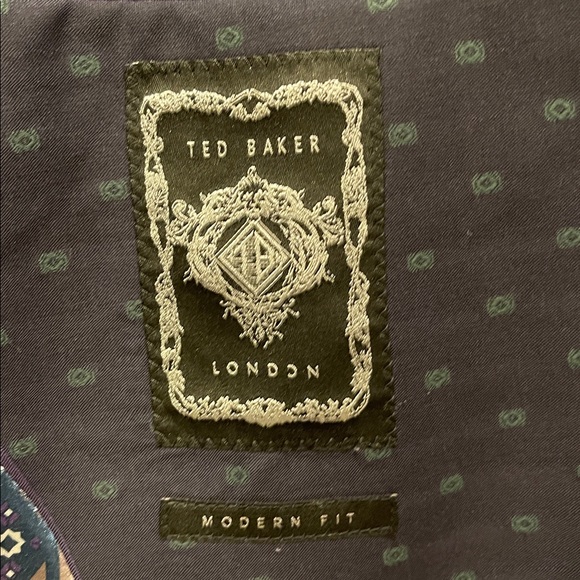 Ted Baker 46R Navy Wool Blazer Modern Fit Medallion - Picture 5 of 17